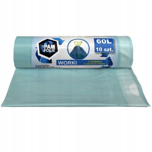 WORKI NA ŚMIECI Zapachowe z Taśmą 60L 10 szt Worki Fresh Pam Folie x5 na Arena.pl