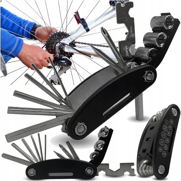 ZESTAW KLUCZY NARZĘDZI ROWEROWYCH MULTITOOL 16w1 zdjęcie 1