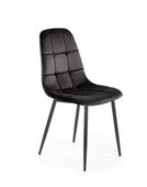 W160 KRZESŁO PIKOWANE WELUROWE VELVET CZARNE, CZARNE NOGI, OPARCIE