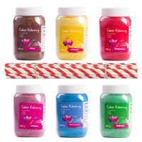 Cukier KOLOROWY 6x400g do waty +20 patyków gratis