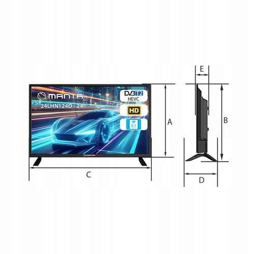 Telewizor 24 cale TV przenośny HD LED tuner dekoder DVBT2 USB 12V na Arena.pl