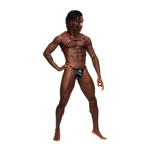 male power leo harness regulowane szelki z imitacji skory czarne na Arena.pl