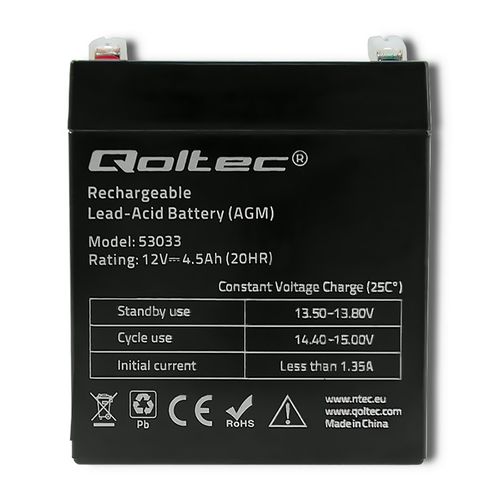Qoltec Akumulator AGM  | 12V | 4.5Ah | max 67.5A na Arena.pl