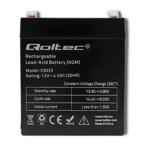 Qoltec Akumulator AGM  | 12V | 4.5Ah | max 67.5A zdjęcie 2