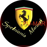 Opłatek na tort Urodziny Ferrari Auto Samochód Logo Bryka Fura Tekst Gratis