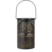 Lampion solarny ażurowa czarna kanka 10x18cm z uchem do wieszania