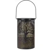 Lampion solarny ażurowa czarna kanka 10x18cm z uchem do wieszania