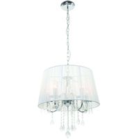 LAMPA wisząca MONA LP-5005/3P srebrna Light Prestige abażurowa OPRAWA na łańcuchu ZWIS z kryształkami glamour crystal srebrny