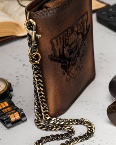 duży, skórzany portfel męski z łańcuszkiem na Arena.pl