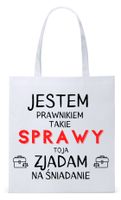 Dla Prawnika Adwokata Torba Eco Biała Shopper Z Nadrukiem Ze Zdjęciem