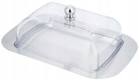 MASELNICZKA Maselnica POJEMNIK TACA na Masło STALOWA Z Pokrywką Akryl 4027