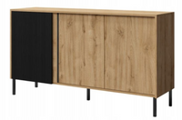 Nowoczesna Komoda Dąb Odwieczny + Czarny 145 cm ZUZIA JR - 2 Kolory