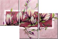 60 90CM OBRAZ 3 ELEM SŁODYCZ MAGNOLII PUDROWYM RÓŻU ŚCIENNY DRUK PŁÓTNO