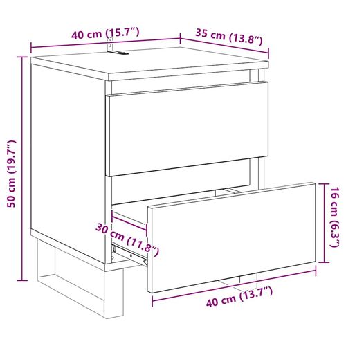 Szafka Nocna Czarny dąb 40 x 35 x 50 cm Materiał drewnopochodny na Arena.pl