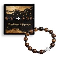 Bransoletka Męska Różaniec Tygrysie Oko Hematyt Prezent na Bierzmowanie