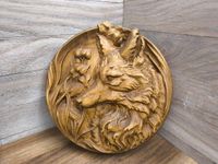 Obraz drewniany LIS dla myśliwego jubileusz prezent płaskorzeźba 25 cm