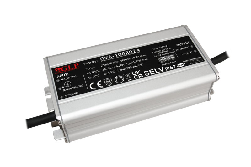 GV6-100B024: GLP PSU 100W: 24V/4.2A, CV, metal case, rectangular zdjęcie 1