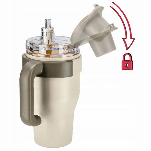 KUBEK TERMICZNY ZE SŁOMKĄ TERMOS Z UCHWYTEM NA KAWĘ HERBATĘ SZCZELNY 800ML na Arena.pl