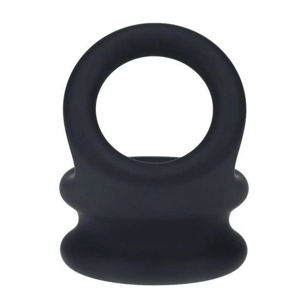 Wide Double O Silicone Cockring - L - Black zdjęcie 5