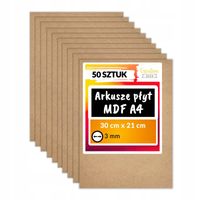 Płyta MDF do cięć laserem 300 x 210 x 3mm A4 x 50