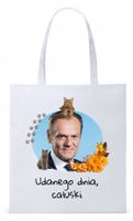 Donald Tusk Platforma Torba Eco Biała Shopper Z Nadrukiem Ze Zdjęciem
