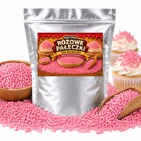 POSYPKA CUKROWA RÓŻOWE PAŁECZKI DO TORTÓW BABECZEK MUFFINEK CIASTEK 25G