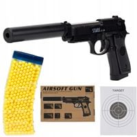 PISTOLET NA KULKI METAL TŁUMIK REPLIKA ASG BERETTA