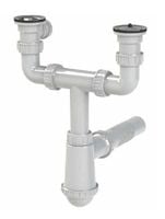 syfon zlewozmywakowy 2 komory - sitko plastikowe - hr/sz2k