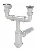 syfon zlewozmywakowy 2 komory - sitko plastikowe - hr/sz2k