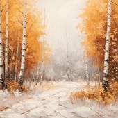 Plakat 30x30cm Jesienne Brzozy