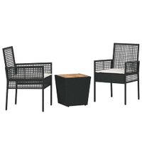 Zestaw Bistro Ogrodowego 3 pcs Czarny Polirattan