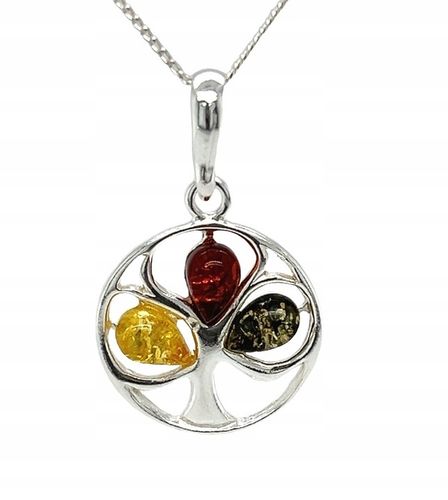 Wisiorek srebrny z bursztynem ORYGINALNA ZAWIESZKA ze srebra FILM DRZEWKO na Arena.pl