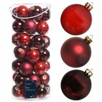 Szklane Czerwone Bordowe Bombki Choinkowe 6 cm 49szt. MIX