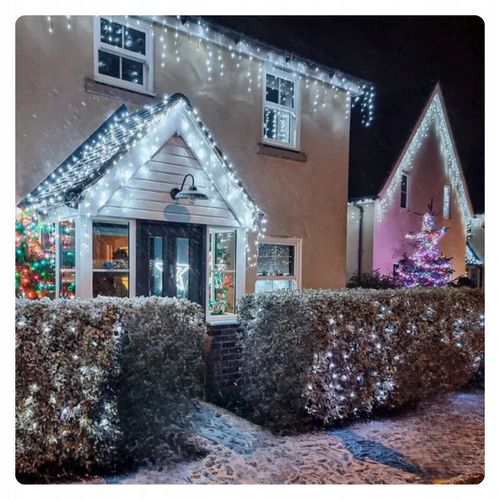 LAMPKI ŚWIĄTECZNE SOPLE Girlanda Świetlna Kurtyna 500 LED Zimny biały na Arena.pl