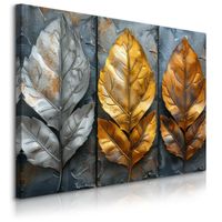 Obraz Ścienny Do Salonu Abstrakcja Liście Natura Styl Glamour 120cm x 80cm