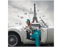 40X40CM ZEGAR TURKUSOWA DAMA PARYŻU OBRAZ