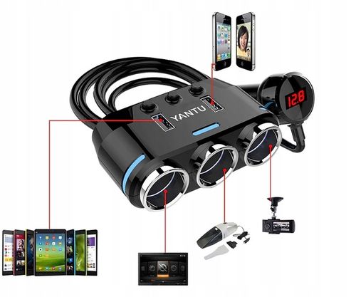 ROZDZIELACZ GNIAZDA ZAPALNICZKI WOLTOMIERZ 2x USB na Arena.pl