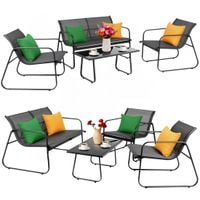 Zestaw meble OGRODOWE na taras do ogrodu KOMPLET stół 2 x fotel sofa czarny