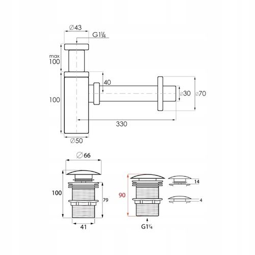 Korek klik klak czarny automatyczny bez przelewu z syfonem do umywalki YOKA na Arena.pl