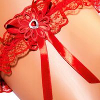 DUŻY ROZMIAR XXL PODWIĄZKA CZERWONA studniówka KORONKI podwiązki HAND MADE