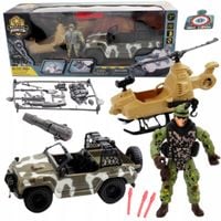 Zestaw Militarny Pojazd bojowy Buggy Helikopter Figurka + akcesoria