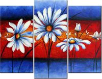 60 90CM OBRAZ 3 ELEM POLNE KWIATY ŚCIENNY DRUK PŁÓTNO