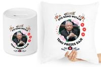 Jarosław Kaczyński Zestaw Poduszka + Skarbonka Z Nadrukiem Ze Zdjęciem