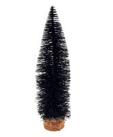 CHOINKA SZTUCZNA NA PNIU z brokatem dekoracja 35cm CZARNA