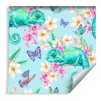 Tapeta Ozdobna Kameleon Motyle Kwiaty Zwierzęta Rośliny ROLKA 10m