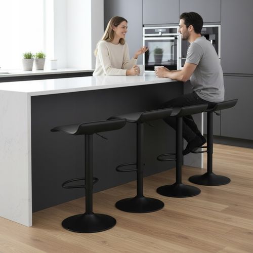 Hoker Barowy Czarny Kuchenny Krzesło Obrotowe Regulowane Ekoskóra TOVI na Arena.pl