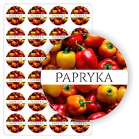 NAKLEJKI etykietki nalepki kolorowe PAPRYKA słoik przetwory sałatka 24szt.