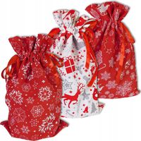 5x WOREK NA PREZENTY ŚWIĄTECZNY MIKOŁAJKOWY 30x45 cm EKO PREZENTOWY WIĄZANY