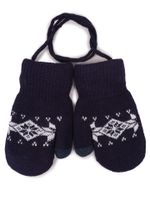 Rękawiczki chłopięce jeden palec ze sznurkiem wzór granatowe 12 cm YOCLUB