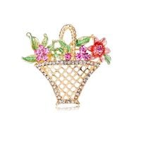 Broszka Ozdobna Kryształowy Koszyczek Z Kwiatami Bz137